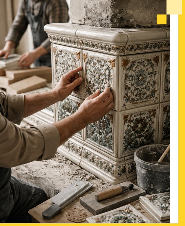 Изразцовые камины под ключ в Новороссийске: проект и монтаж