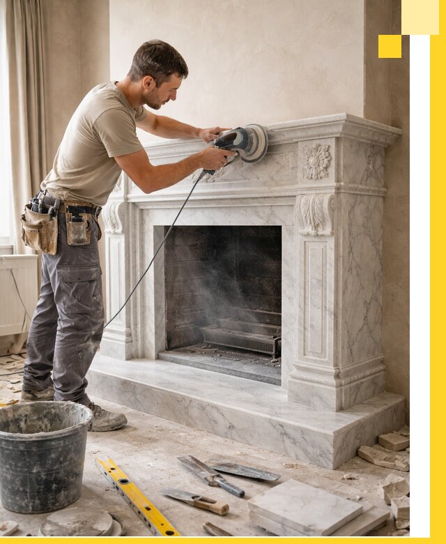 Изготовление и установка мраморных каминов в Новороссийске под ключ