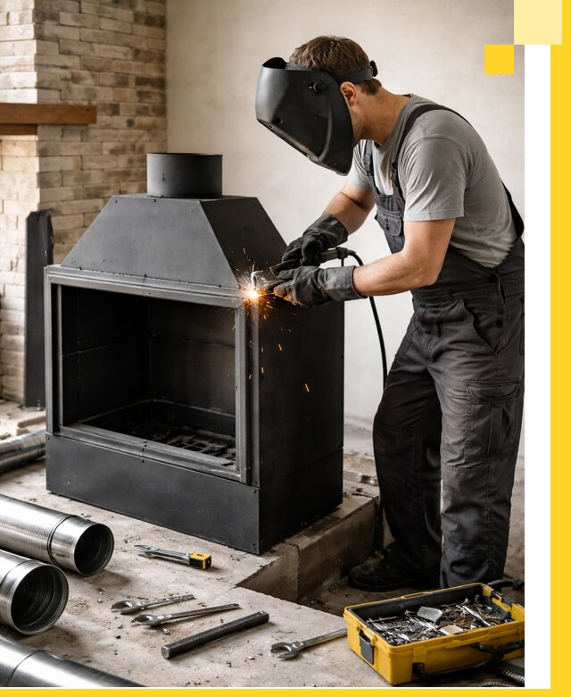 Продажа и установка металлических каминов в Новороссийске под ключ