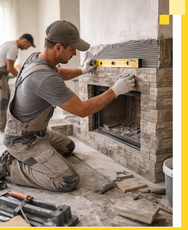 Облицовка каминов в Новороссийске, монтаж и отделка натуральным камнем