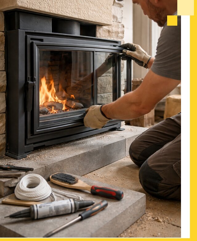 Производство, монтаж и доставка каминов со стеклом в Новороссийске