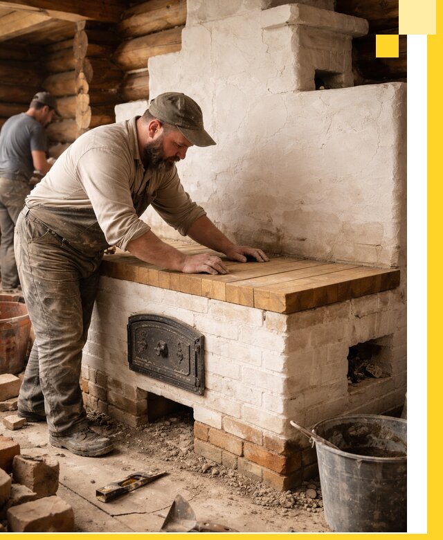 Проектирование и установка русской печи с лежанкой в Новороссийске