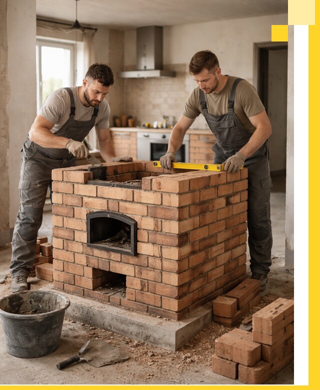 Установка и монтаж печей в частном доме в Новороссийске под ключ