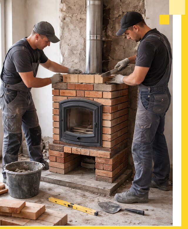 Монтаж печи камина под ключ в Новороссийске с гарантией и пусконаладкой