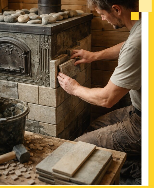 Облицовка банных печей в Новороссийске профессиональная отделка