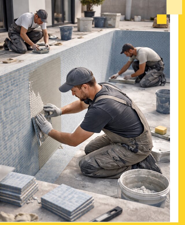 Облицовка бассейнов в Новороссийске плитка мозаика гидроизоляция