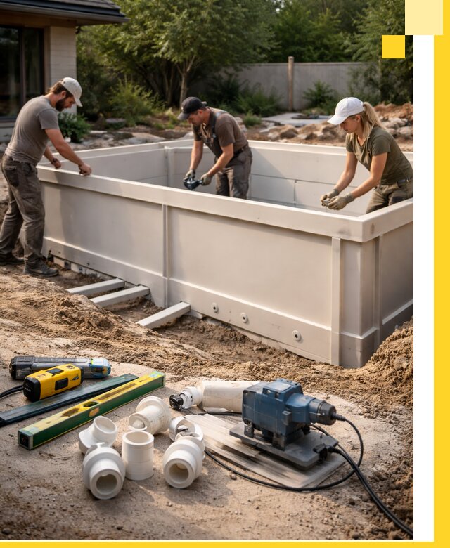 Установка полипропиленовых бассейнов под ключ в Новороссийске