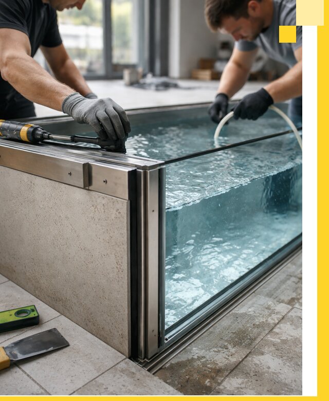 Проектирование и монтаж стеклянных бассейнов в Новороссийске