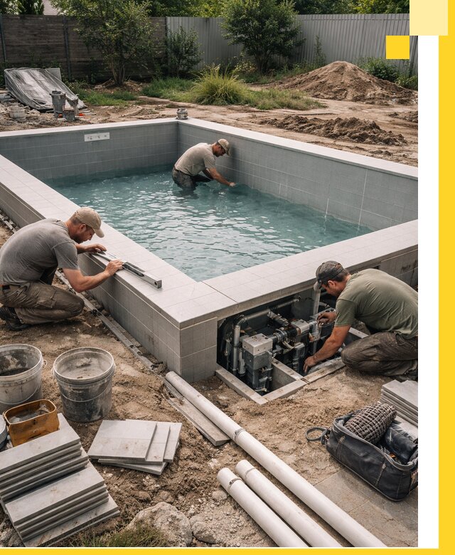 Строительство и монтаж бассейнов для дачи под ключ в Новороссийске