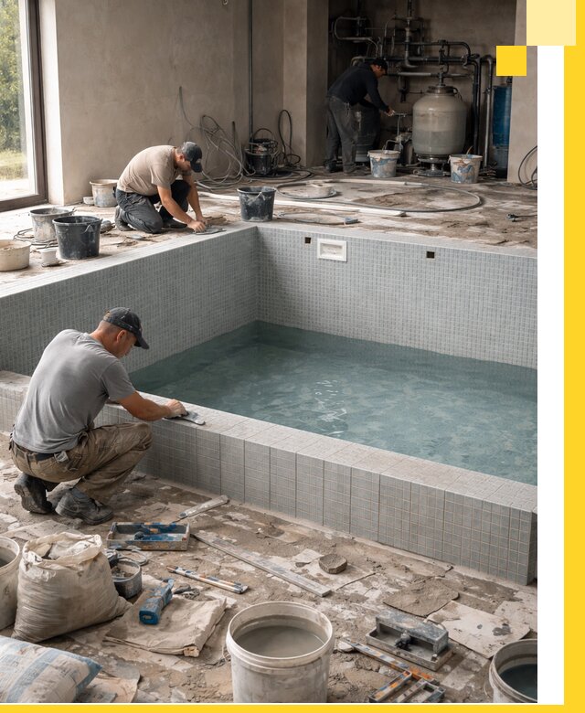 Строительство и монтаж бассейнов в помещении в Новороссийске