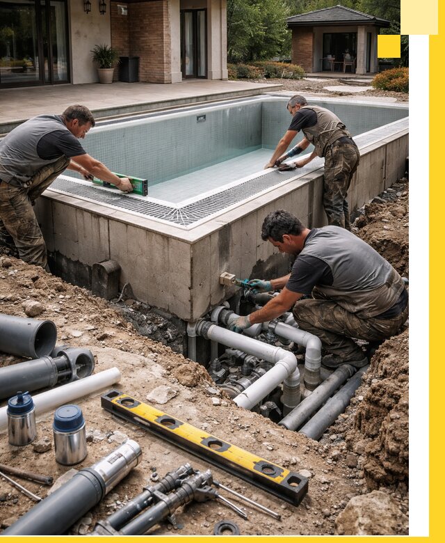 Строительство переливных бассейнов в Новороссийске под ключ