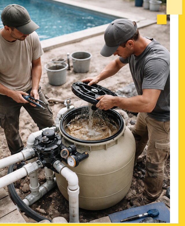 Установка и обслуживание песочных фильтров для бассейнов в Новороссийске