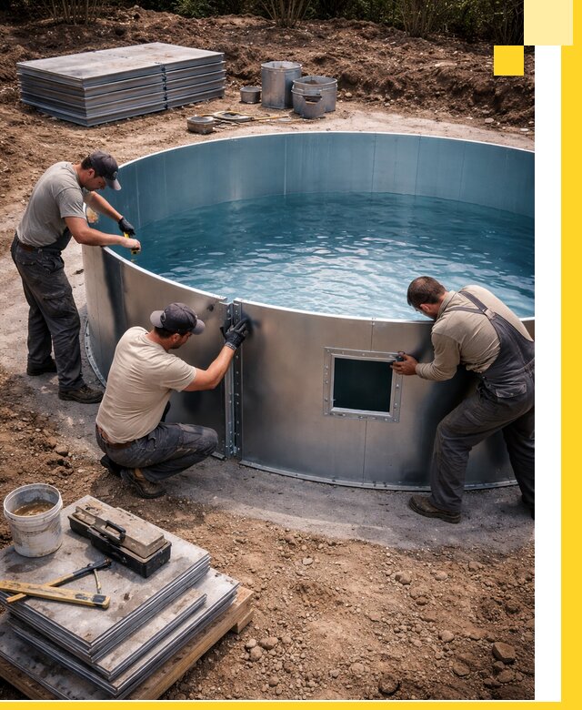 Круглые бассейны под ключ в Новороссийске проектирование и монтаж