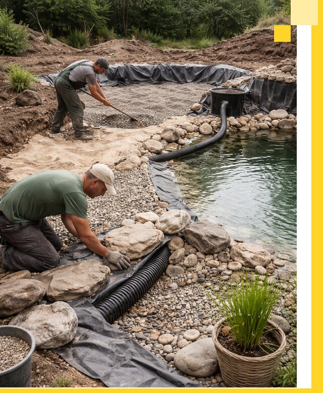 Строительство природных бассейнов и озер в Новороссийске под ключ