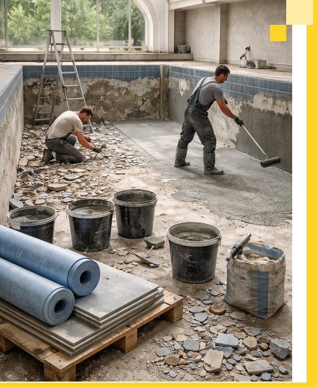 Реконструкция бассейнов в Новороссийске: ремонт, гидроизоляция