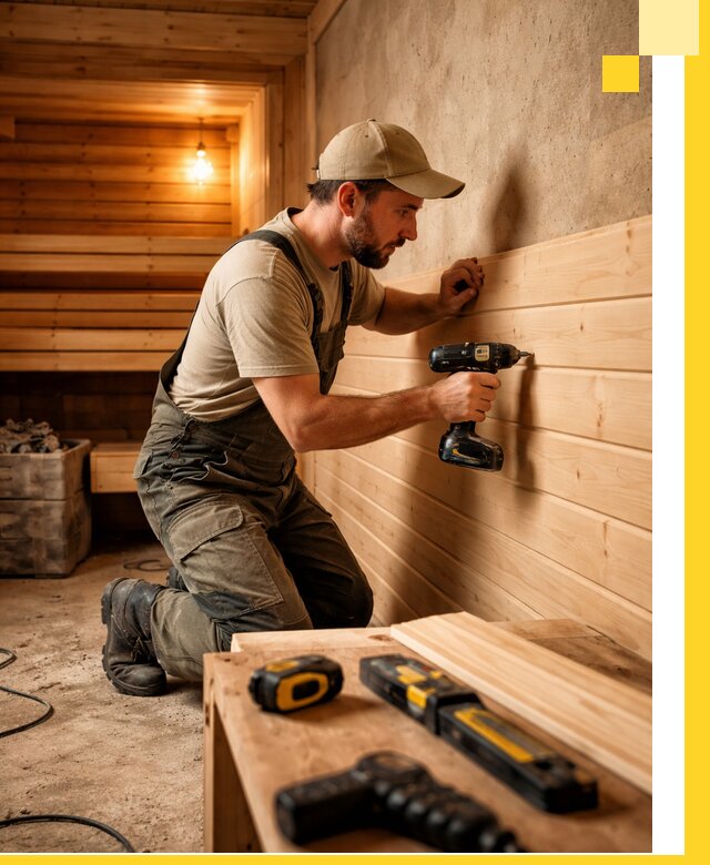 Профессиональная внутренняя отделка бани в Новороссийске под ключ