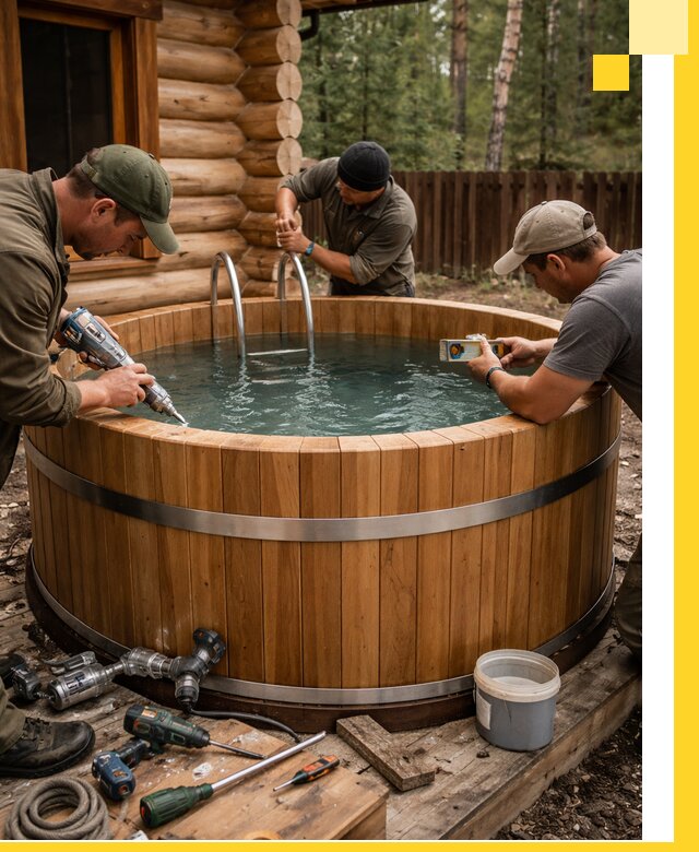 Строительство бань с купелью под ключ и отделкой в Новороссийске