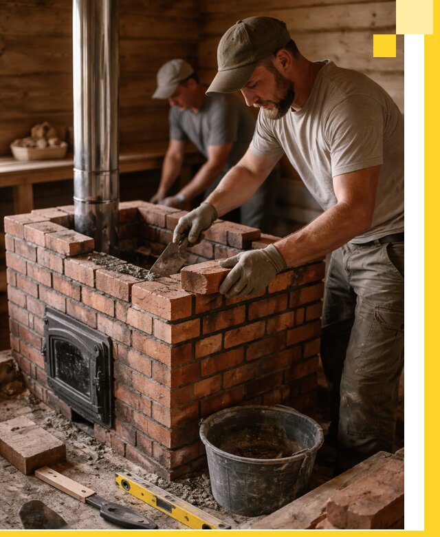 Кирпичные печи для бани под ключ в Новороссийске, проект и монтаж