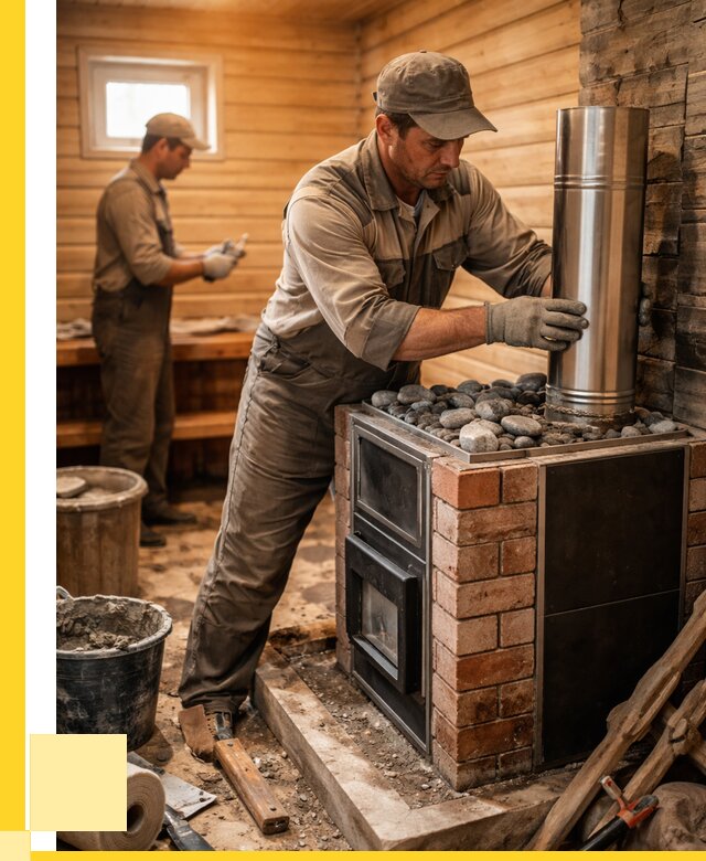 Монтаж печи в бане под ключ в Новороссийске от 20416 р. | ЭриданНвр