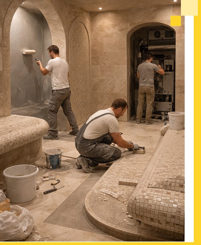 Строительство бани с хамамом и бассейном под ключ в Новороссийске