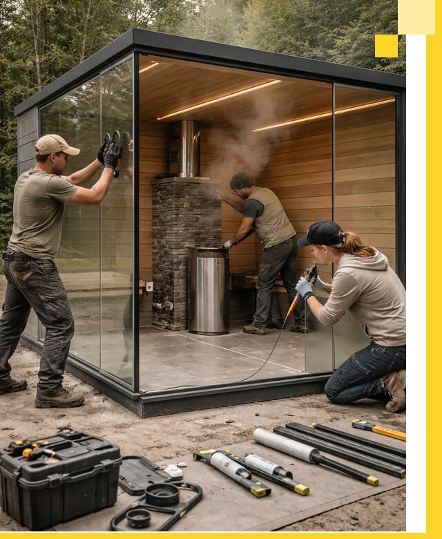 Проектирование и строительство стеклянных бань в Новороссийске