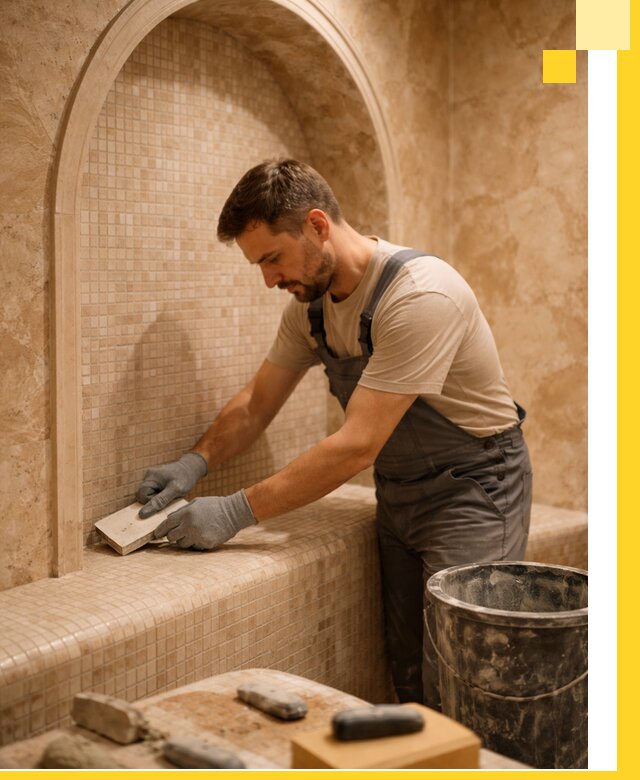 Профессиональная отделка хамамов с мозаикой под ключ в Новороссийске