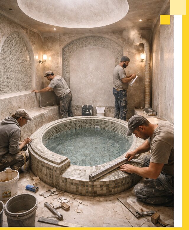 Профессиональное строительство хамама с бассейном в Новороссийске под ключ