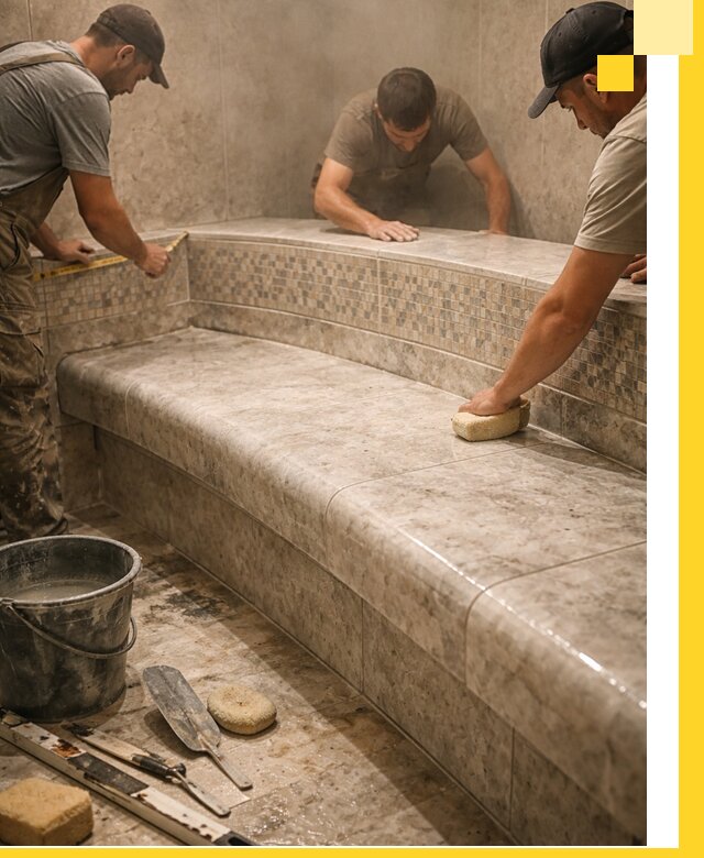 Изготовление и установка сидений для хамама в Новороссийске